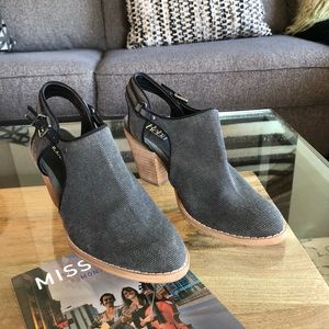 Reba Gray Ankle Boots with Tan Heel